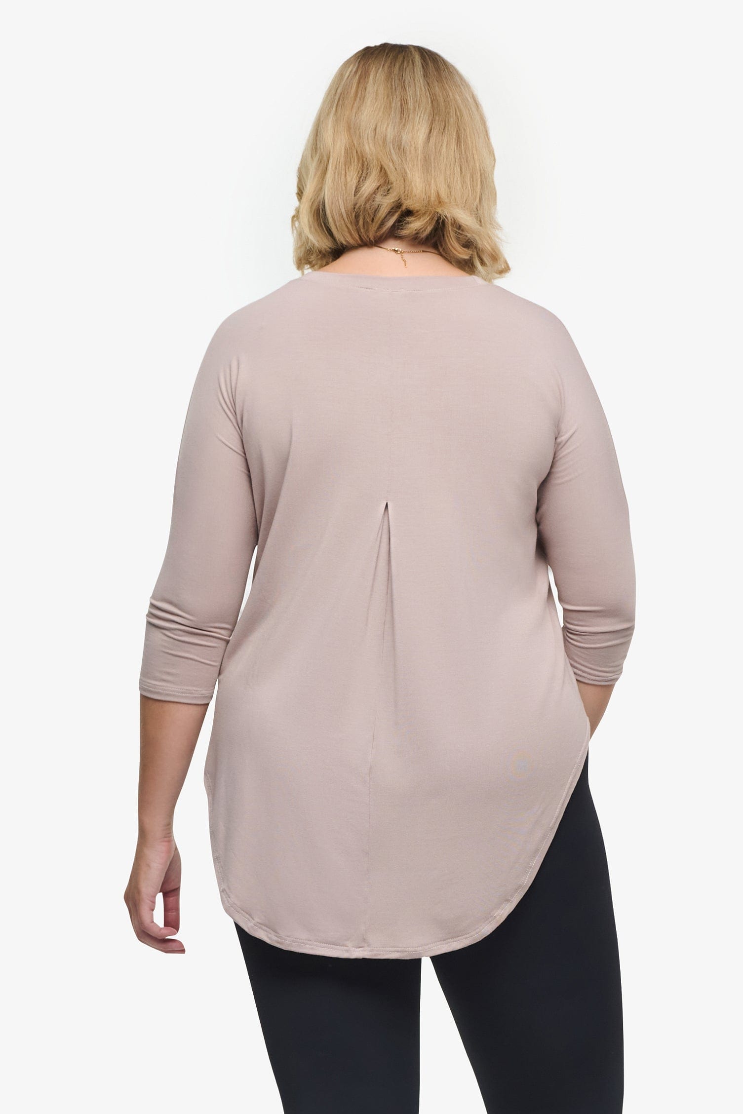 Ainsley Tee – Women’s Basic 3/4 length sleeve T-Shirt in beige back | Daub + Design