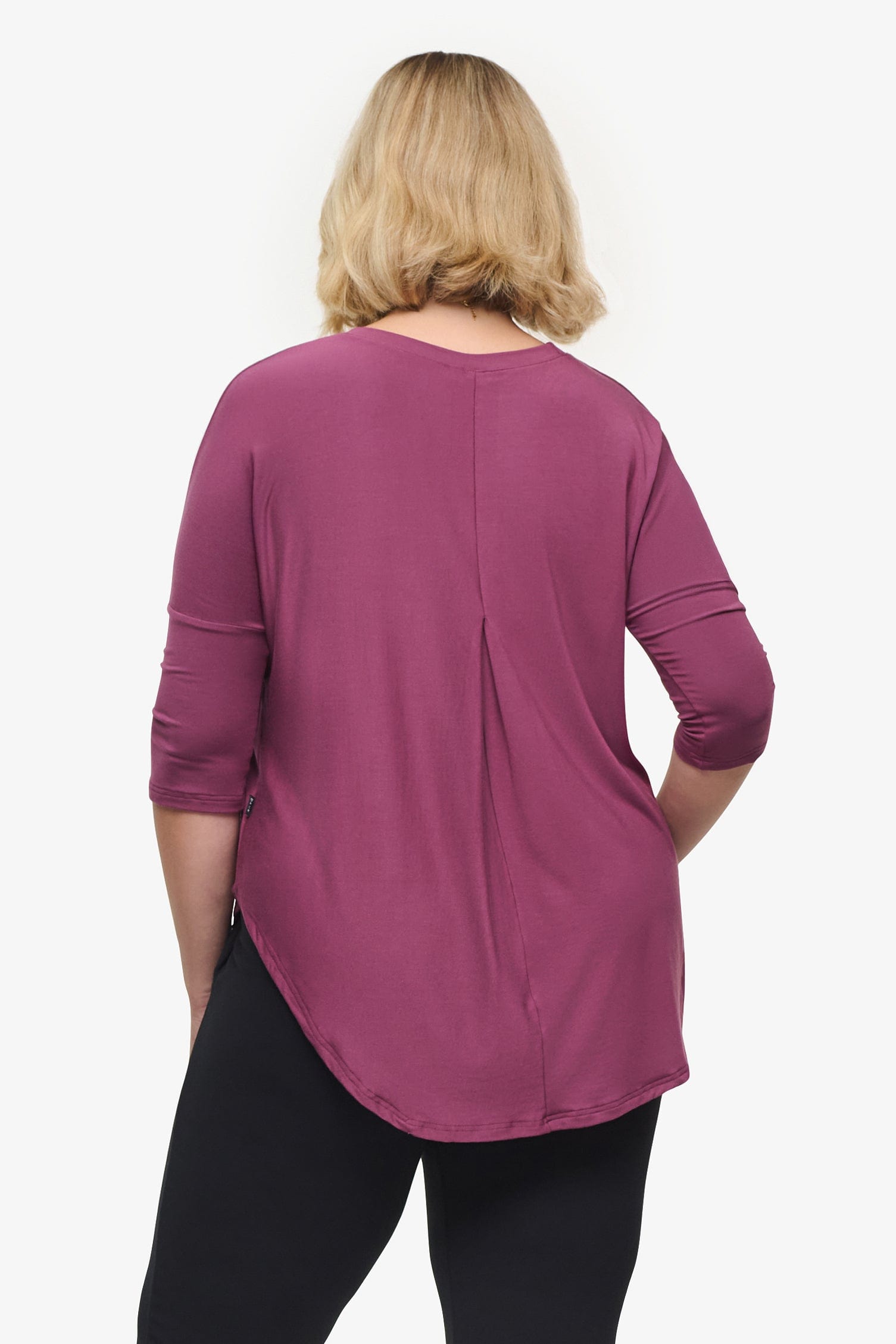 Ainsley Tee – Women’s Basic 3/4 length sleeve T-Shirt in deep cool pink back | Daub + Design
