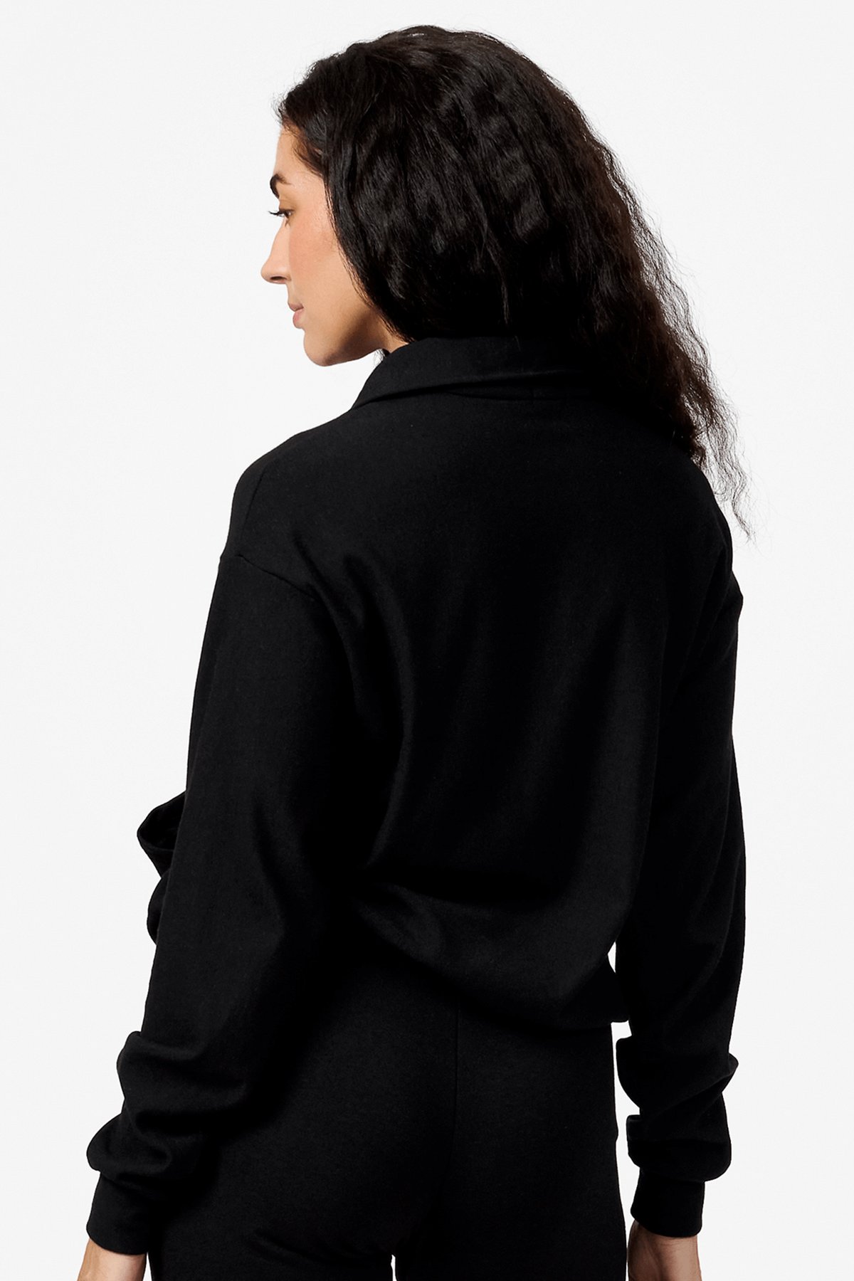 Freedom Half Zip Sweatshirt - Woman half zip sweatshirt with kangaroo pocket in black back | Daub & Design