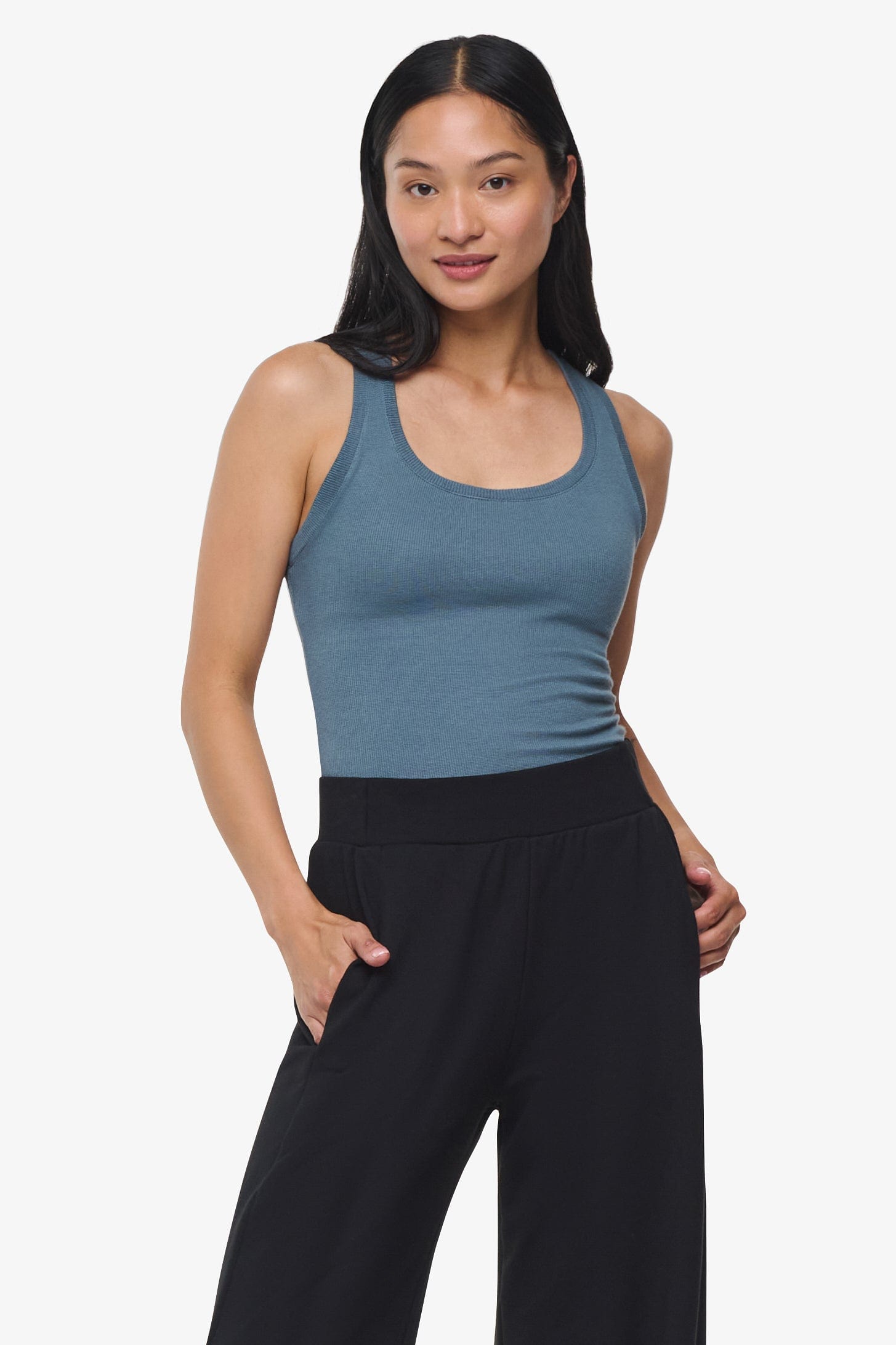 Basic Tank – Women’s Basic Ribbed Tank in Blue Basalt | Daub + Design