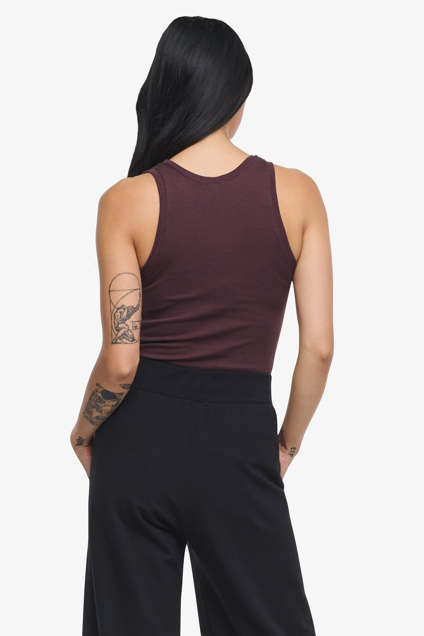 Basic Tank – Women’s Basic Ribbed Tank in Brown back | Daub + Design