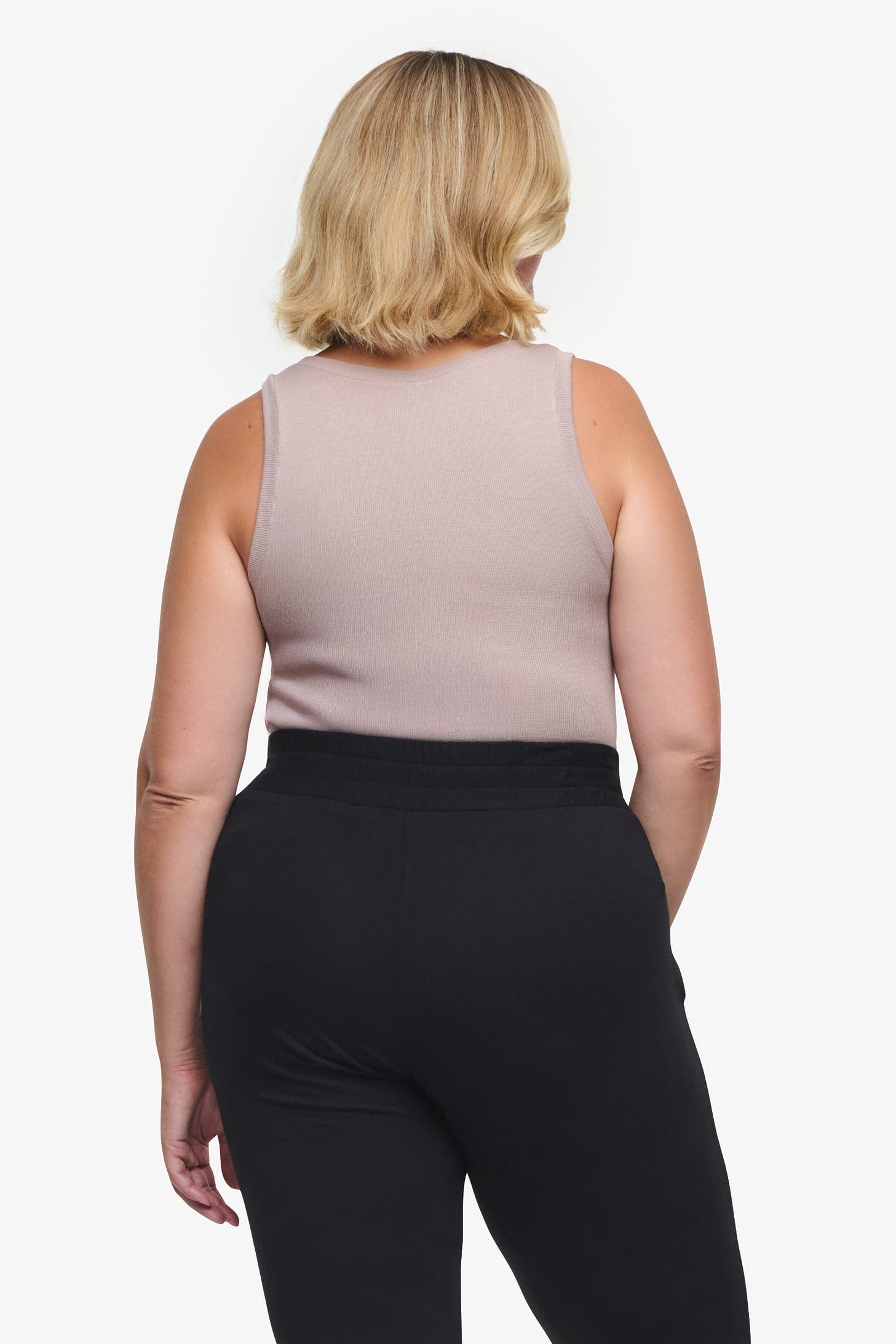 Basic Tank – Women’s Basic Ribbed Tank in Beige back | Daub + Design