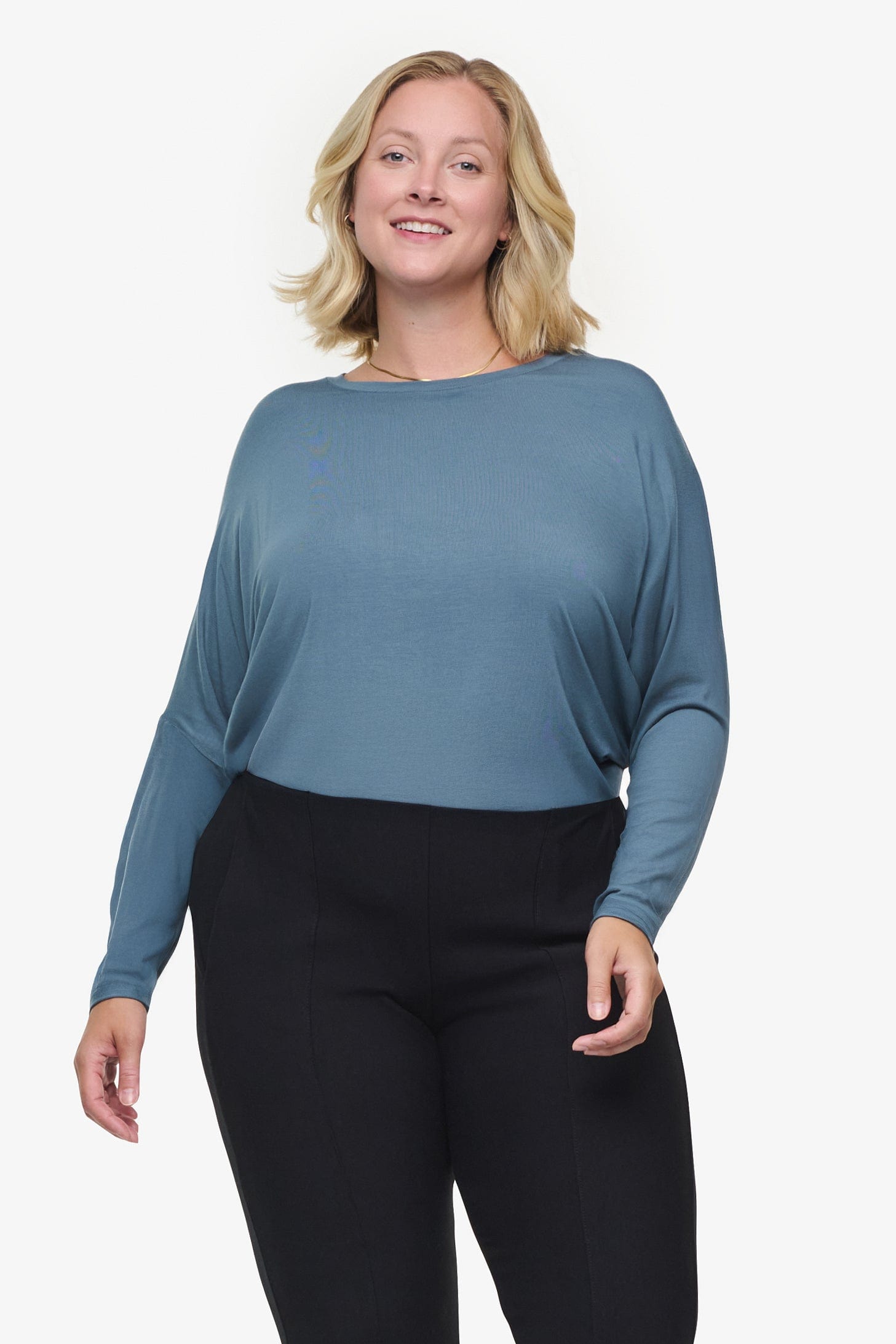 Dolman Longsleeve - Woman dolman sleeve long sleeve top in slate blue | Daub & Design