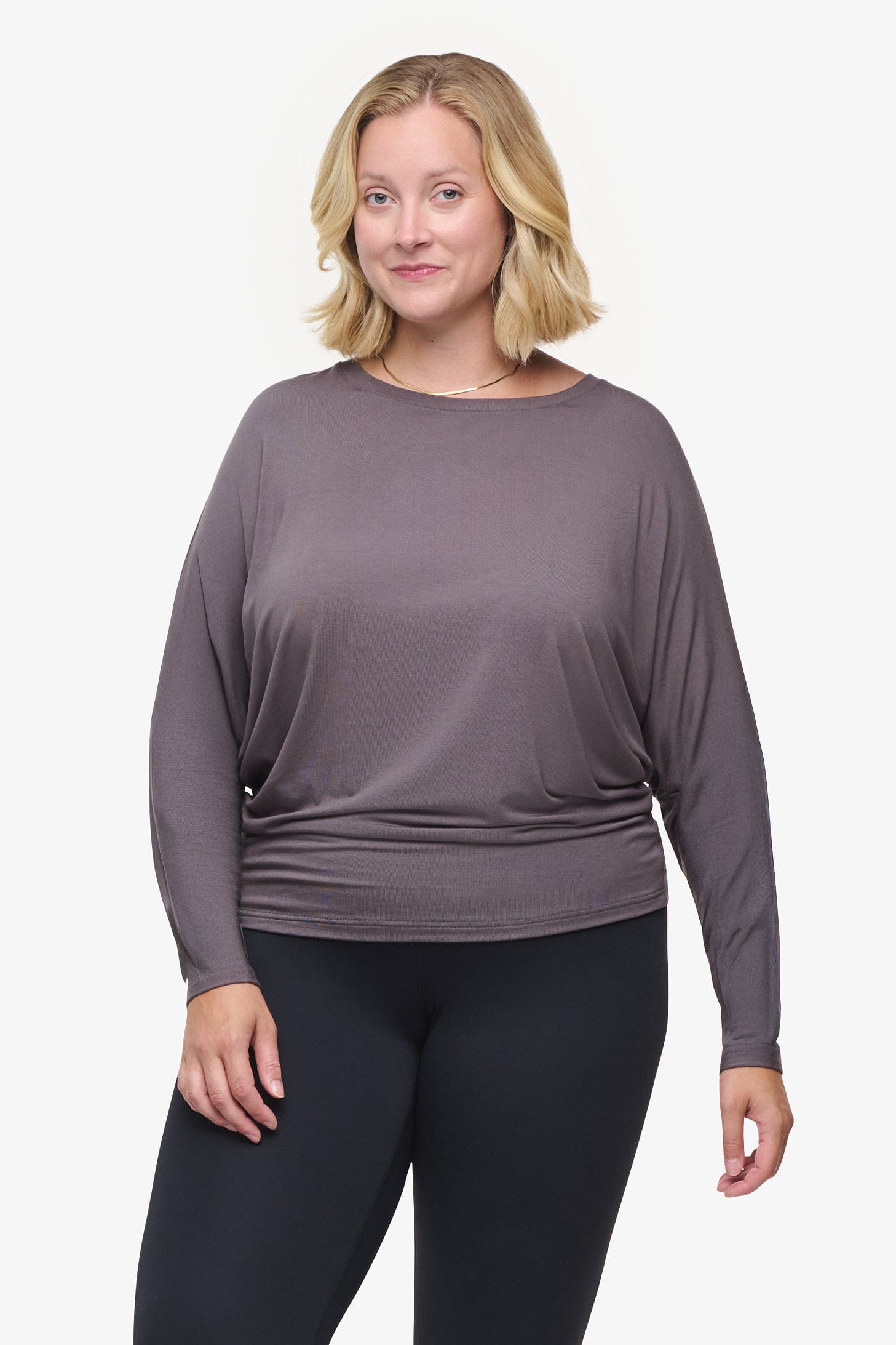 Dolman Longsleeve - Woman dolman sleeve long sleeve top in warm grey | Daub & Design