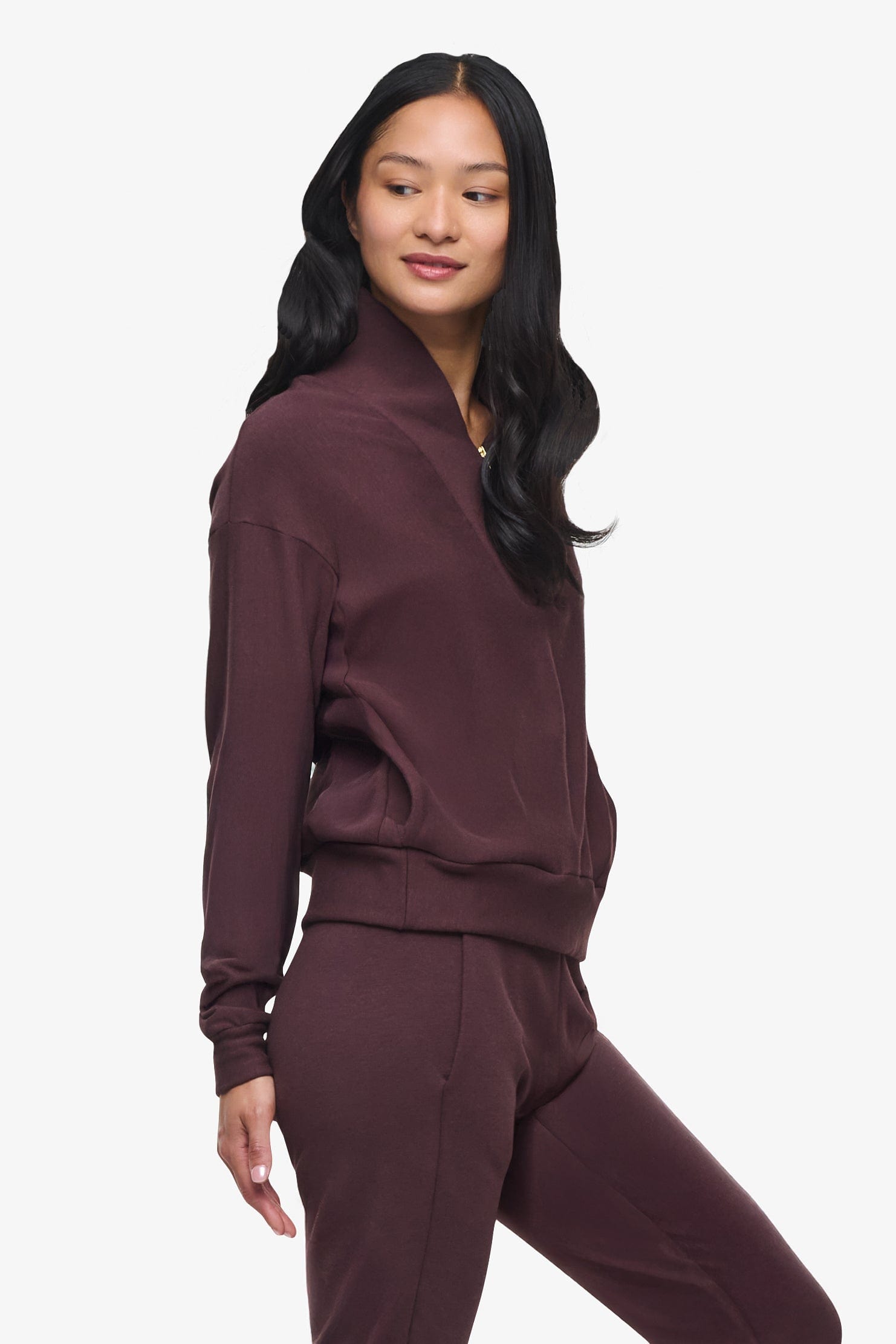Freedom Quarter Zip Sweatshirt - Woman Quarter Zip Sweatshirt with side pocket in Brown | Daub & Design
