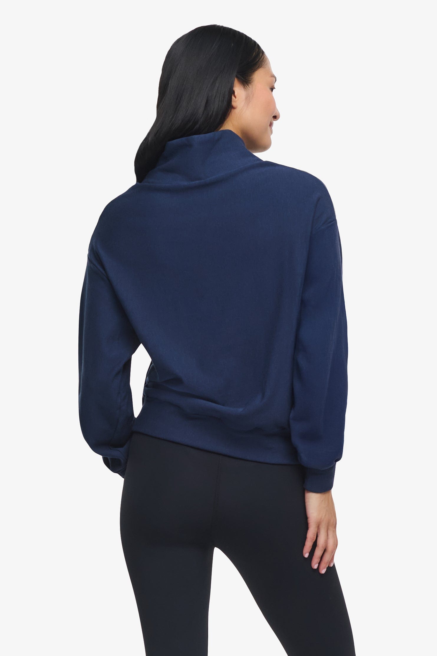 Freedom Quarter Zip Sweatshirt - Woman Quarter Zip Sweatshirt with side pocket in Navy Blue | Daub & Design