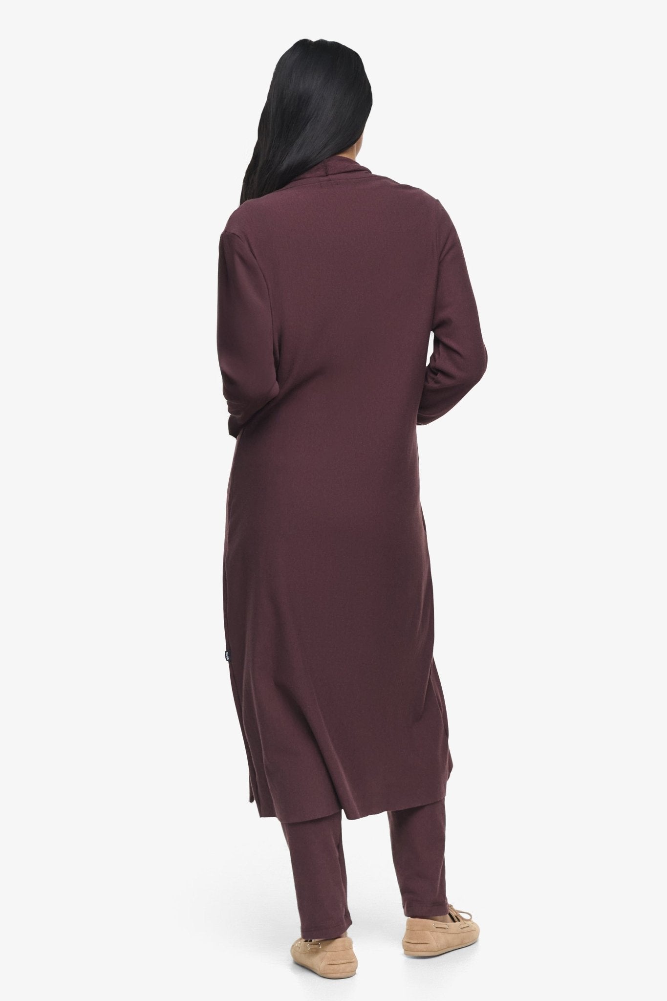 Knox Jacket - Woman Fleece Long Jacket with pockets in Brown | Daub & Design