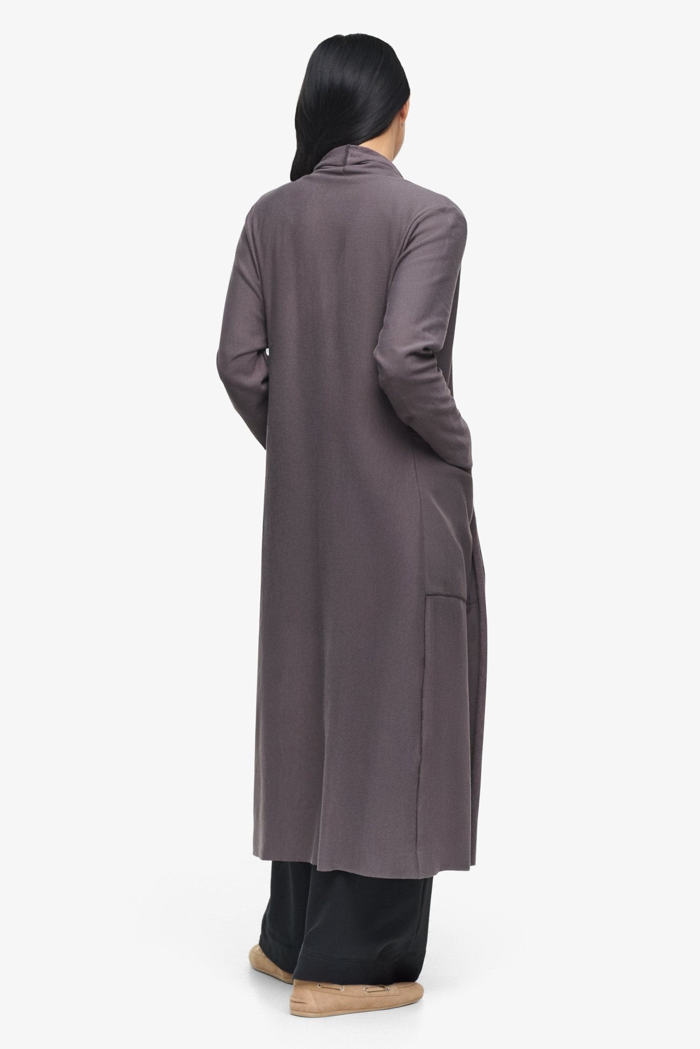 Knox Jacket - Woman Fleece Long Jacket with pockets in Grey | Daub & Design