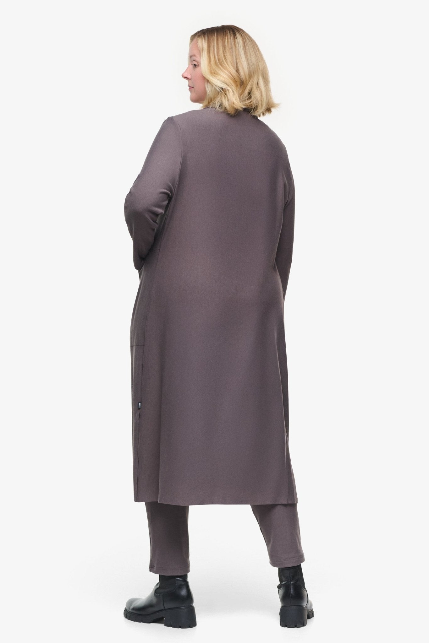 Knox Jacket - Woman Fleece Long Jacket with pockets in Grey | Daub & Design