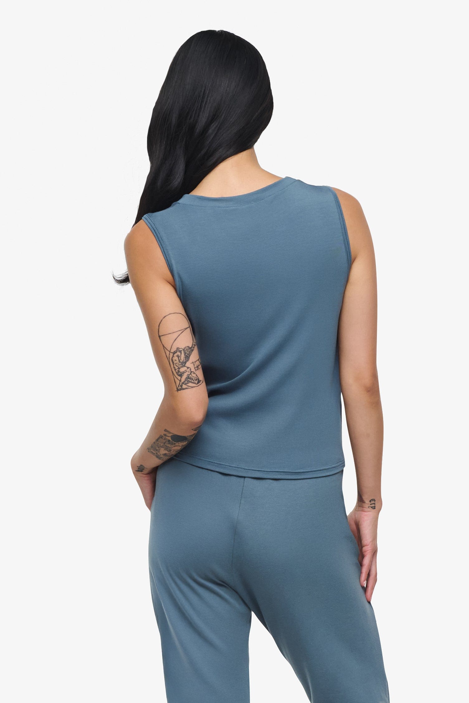Leilani Tank - Woman tank with twist on the front in Blue Basalt | Daub & Design
