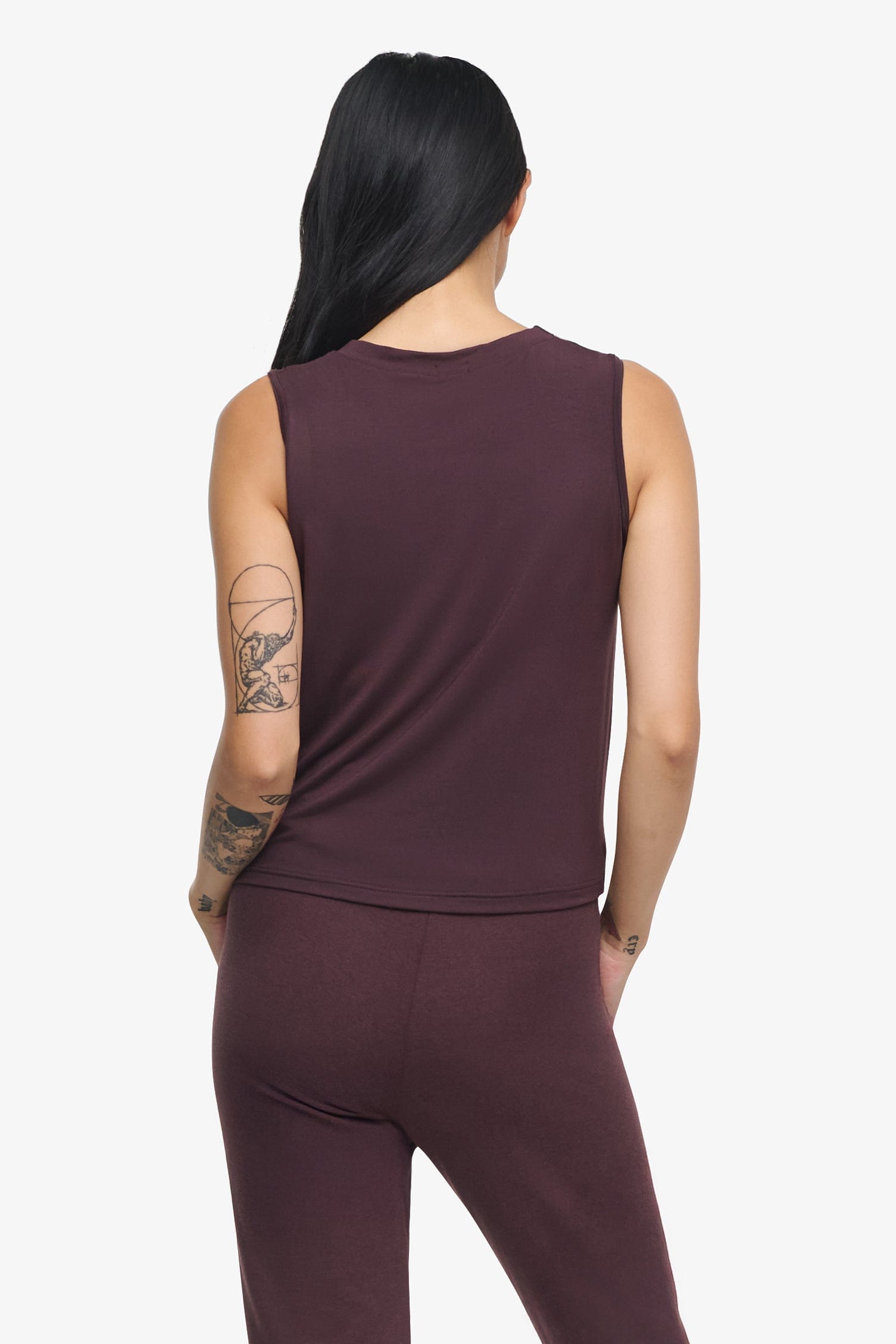 Leilani Tank - Woman tank with twist on the front in Brown | Daub & Design
