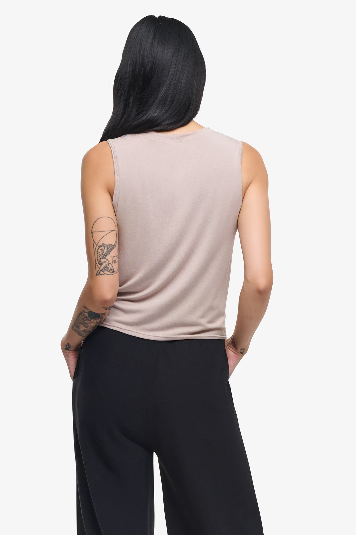 Leilani Tank - Woman tank with twist on the front in Beige | Daub & Design