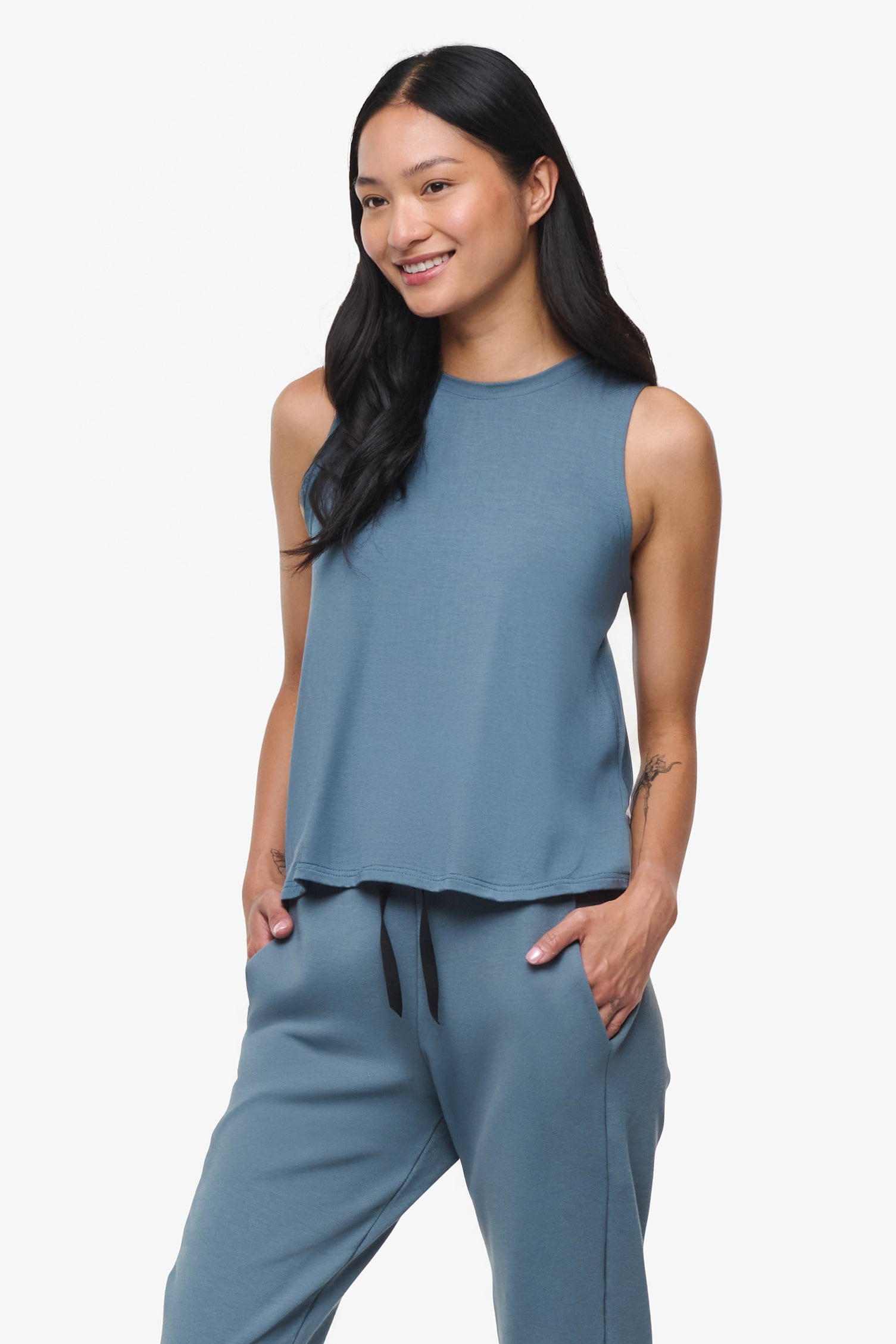 Maia Tank - Woman Tank Top in Blue Basalt | Daub & Design