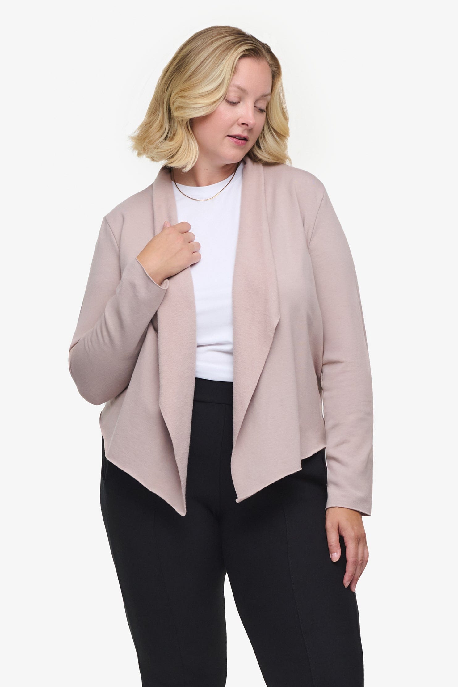 Sloane Jacket - Woman Fleece open Jacket in Beige | Daub & Design