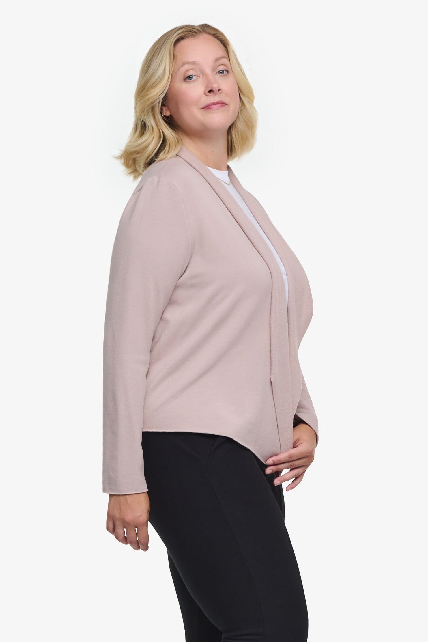 Sloane Jacket - Woman Fleece open Jacket in Beige | Daub & Design