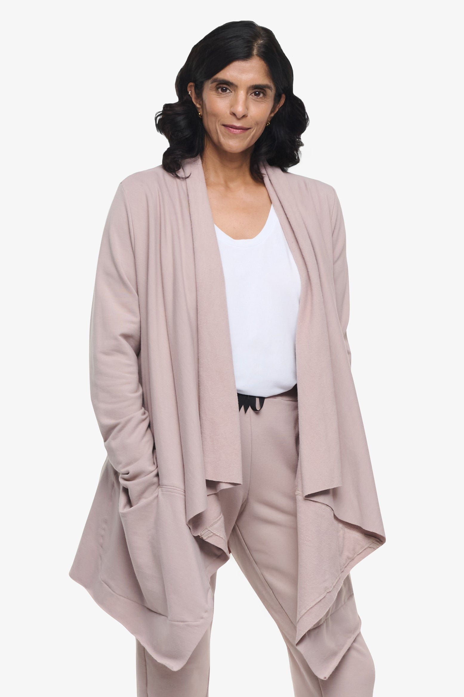 Valencia Jacket - Woman Fleece open Jacket with big pockets in Beige | Daub & Design