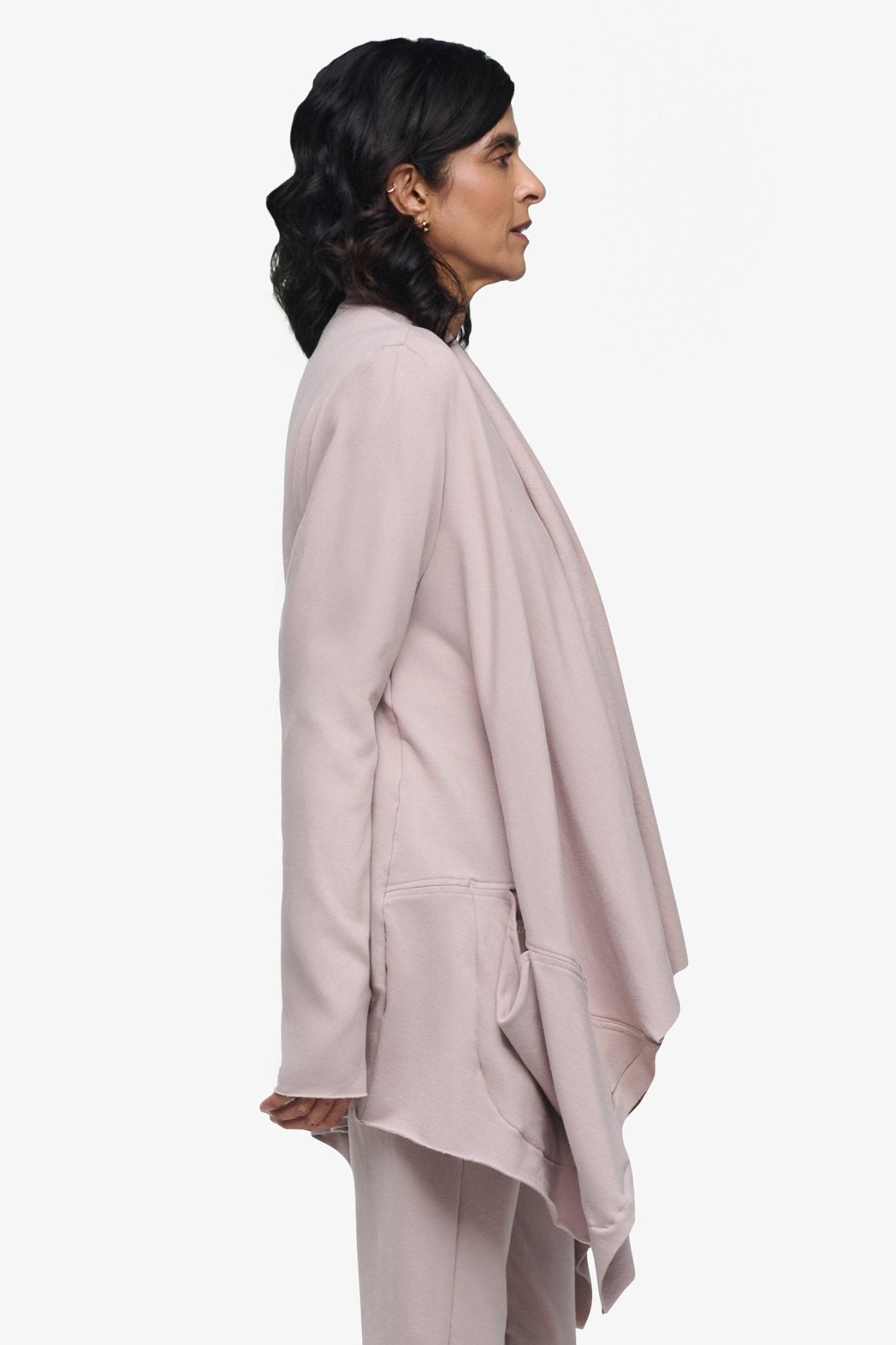 Valencia Jacket - Woman Fleece open Jacket with big pockets in Beige | Daub & Design
