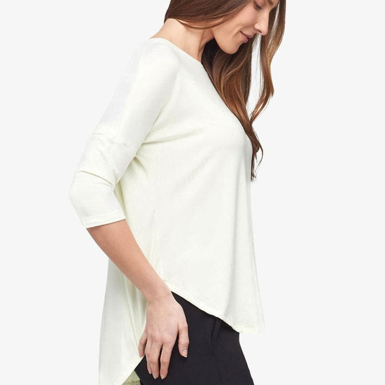 Ainsley Tee – Women’s Basic 3/4 length sleeve T-Shirt in Sea Glass mint side | Daub + Design
