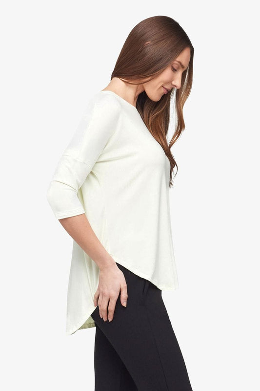 Ainsley Tee – Women’s Basic 3/4 length sleeve T-Shirt in Sea Glass mint side | Daub + Design