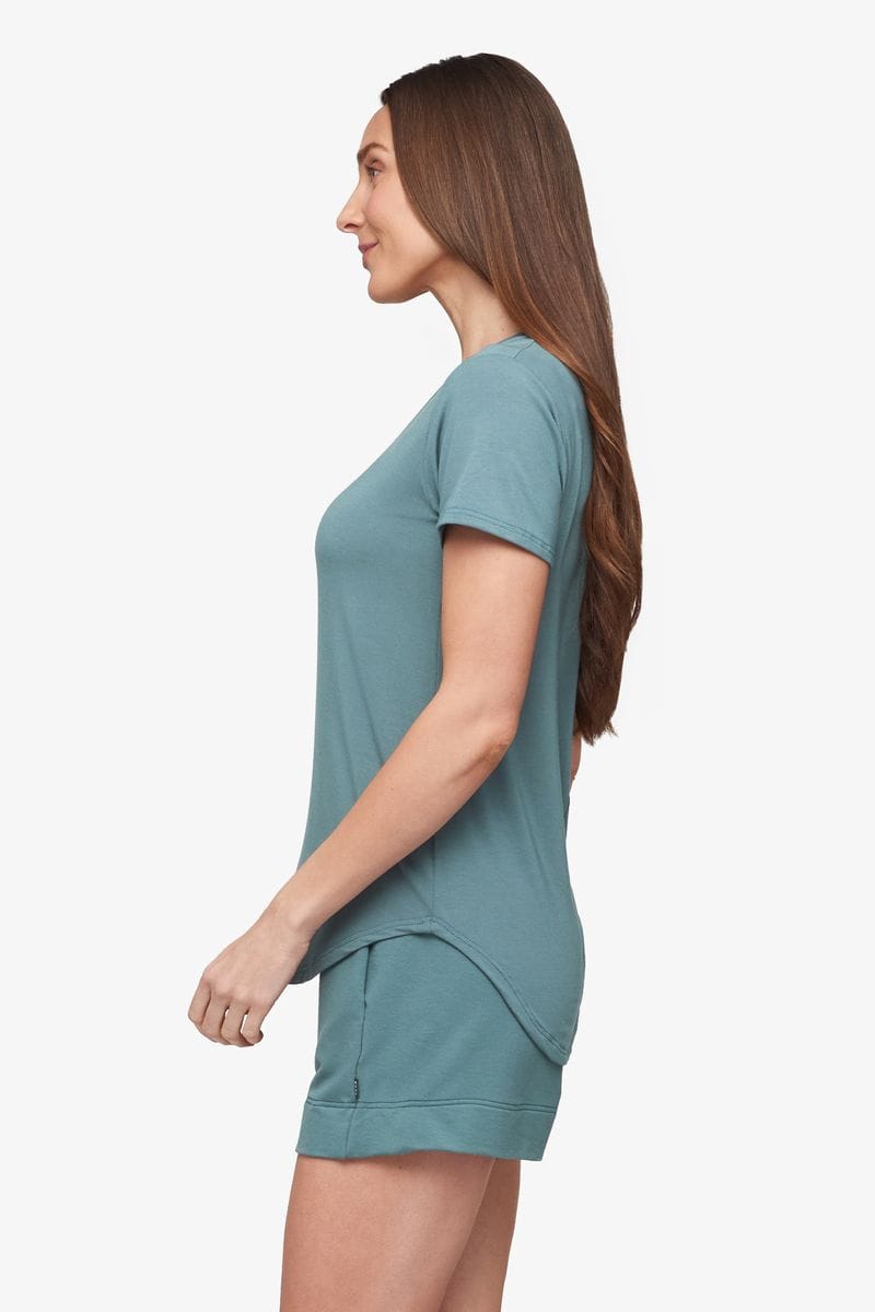 Avery Tee - Women's Basic T-Shirt in North Atlantic green - side | Daub + Design