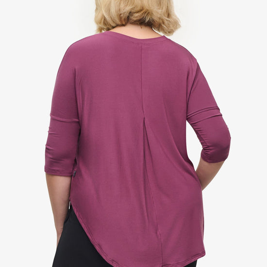 Ainsley Tee – Women’s Basic 3/4 length sleeve T-Shirt in deep cool pink back | Daub + Design