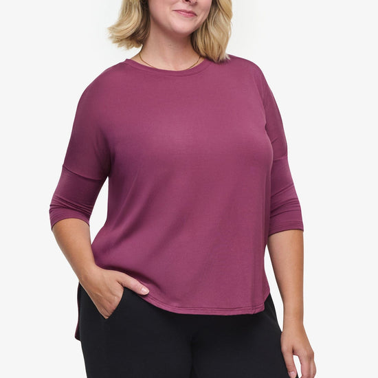 Ainsley Tee – Women’s Basic 3/4 length sleeve T-Shirt in deep cool pink | Daub + Design