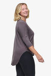 Ainsley Tee – Women’s Basic 3/4 length sleeve T-Shirt in warm grey side | Daub + Design