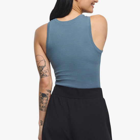 Basic Tank – Women’s Basic Ribbed Tank in Blue Basalt back | Daub + Design 