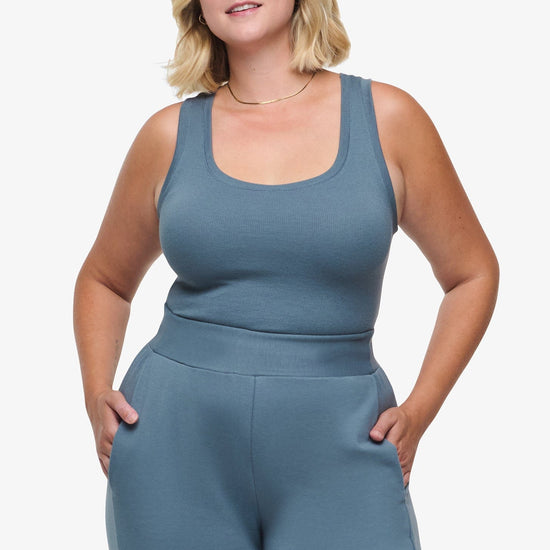 Basic Tank – Women’s Basic Ribbed Tank in Basalt Blue | Daub + Design 