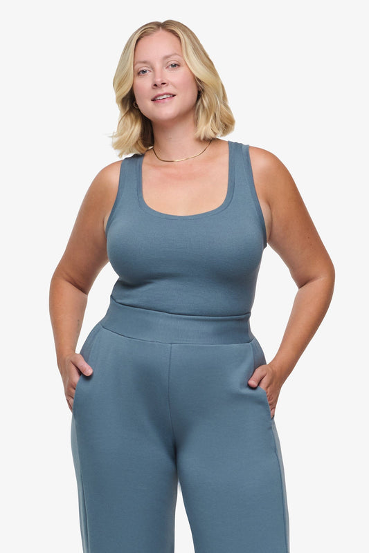 Basic Tank – Women’s Basic Ribbed Tank in Basalt Blue | Daub + Design 