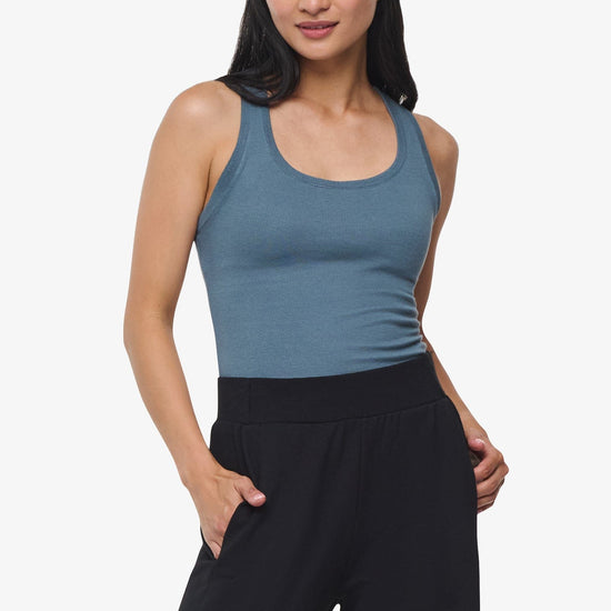 Basic Tank – Women’s Basic Ribbed Tank in Blue Basalt | Daub + Design 