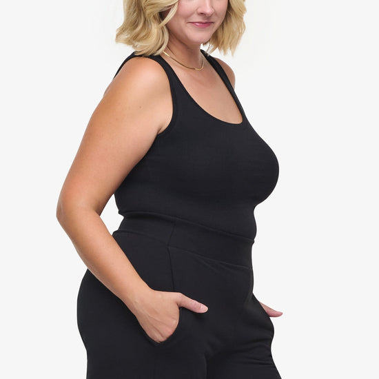 Basic Tank – Women’s Basic Ribbed Tank in Black side | Daub + Design 