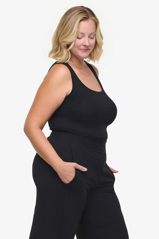 Basic Tank – Women’s Basic Ribbed Tank in Black side | Daub + Design 