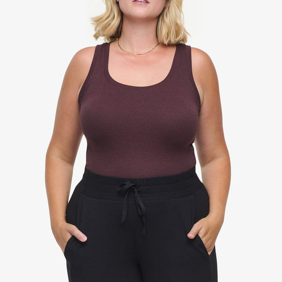 Basic Tank – Women’s Basic Ribbed Tank in Brown front | Daub + Design 