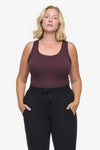 Basic Tank – Women’s Basic Ribbed Tank in Brown front | Daub + Design 