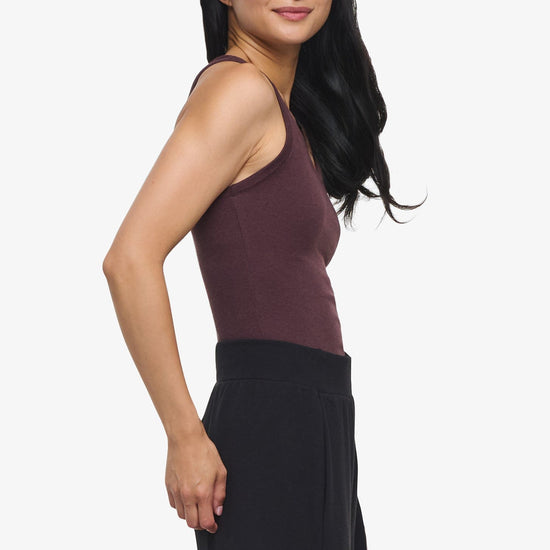 Basic Tank – Women’s Basic Ribbed Tank in Brown side | Daub + Design 