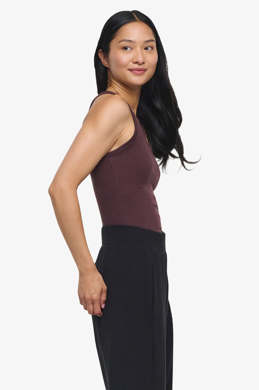 Basic Tank – Women’s Basic Ribbed Tank in Brown side | Daub + Design 