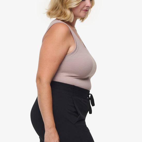 Basic Tank – Women’s Basic Ribbed Tank in Beige side | Daub + Design 