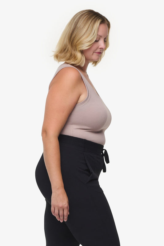 Basic Tank – Women’s Basic Ribbed Tank in Beige side | Daub + Design 