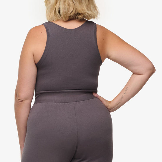 Basic Tank – Women’s Basic Ribbed Tank in Grey back| Daub + Design 