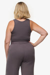 Basic Tank – Women’s Basic Ribbed Tank in Grey back| Daub + Design 