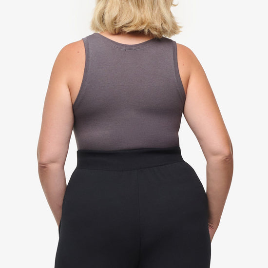 Basic Tank – Women’s Basic Ribbed Tank in Grey back | Daub + Design 