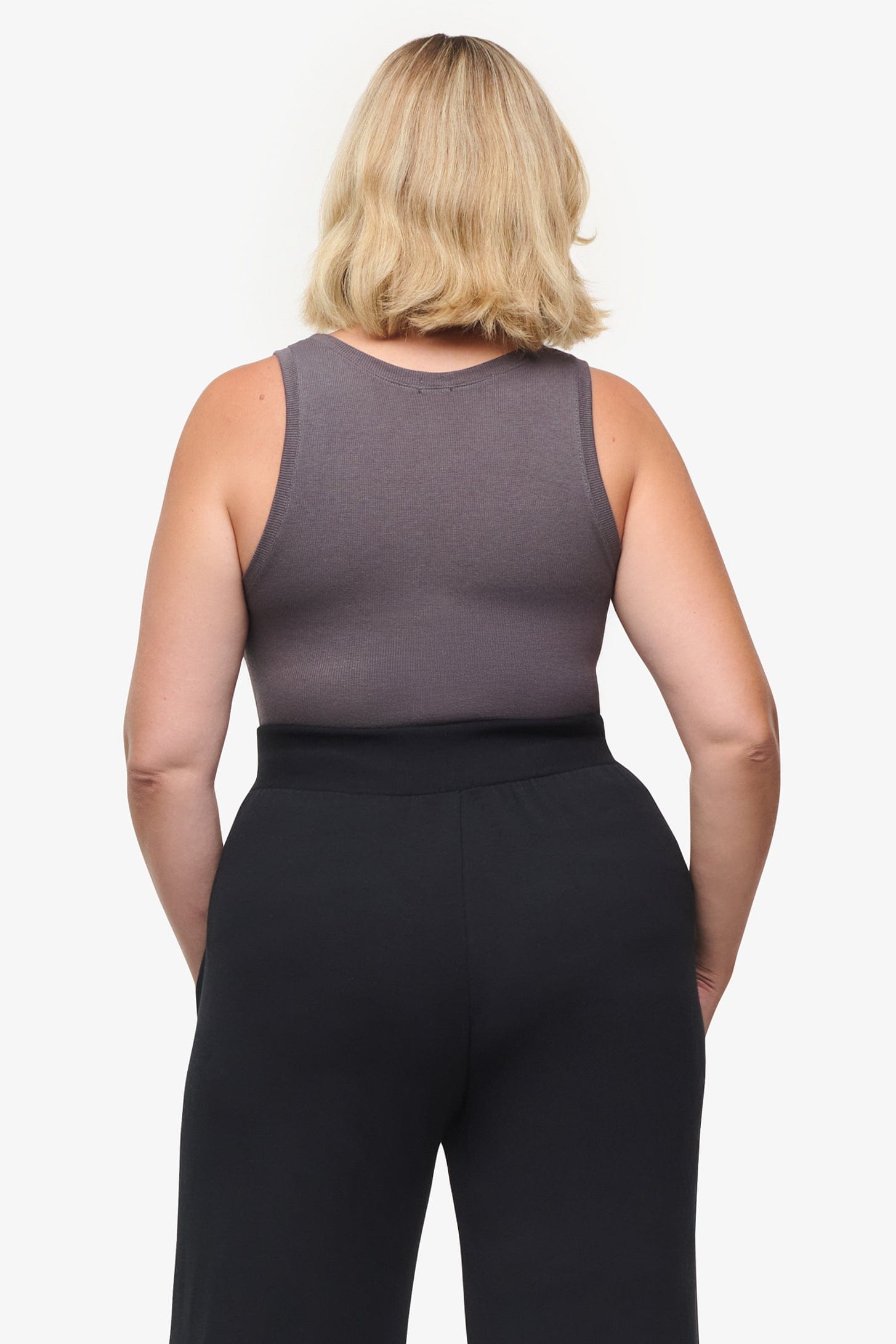 Basic Tank – Women’s Basic Ribbed Tank in Grey back | Daub + Design 