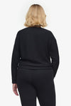 Boatneck Sweatshirt - Woman off shoulder sweatshirt in black back | Daub & Design