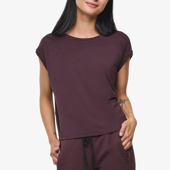 Box Tee - Woman boxy sleeveless tee in brown | Daub & Design