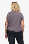 Box Tee - Woman boxy sleeveless tee in warm grey back | Daub & Design