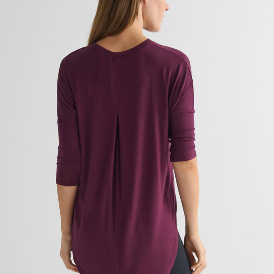 Ainsley Tee in Syrah - Women's Basic 3/4 Sleeves T-Shirt in Burgundy | DAUB