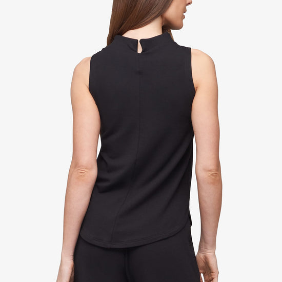 Briar Sleeveless Top  - Women's Basic tank top with mock neck in black - back | Daub + Design
