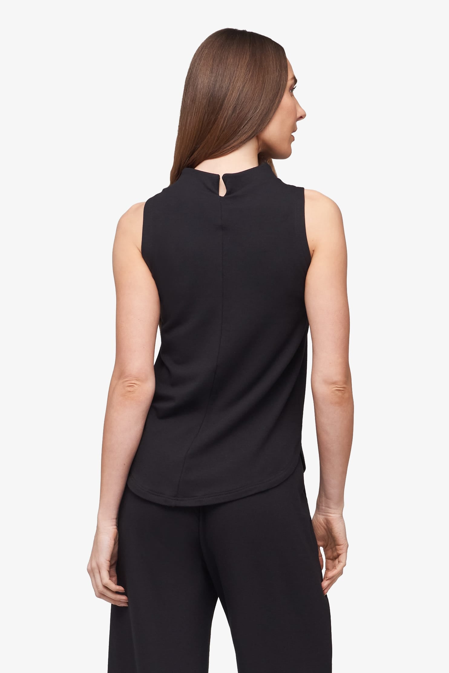 Briar Sleeveless Top  - Women's Basic tank top with mock neck in black - back | Daub + Design