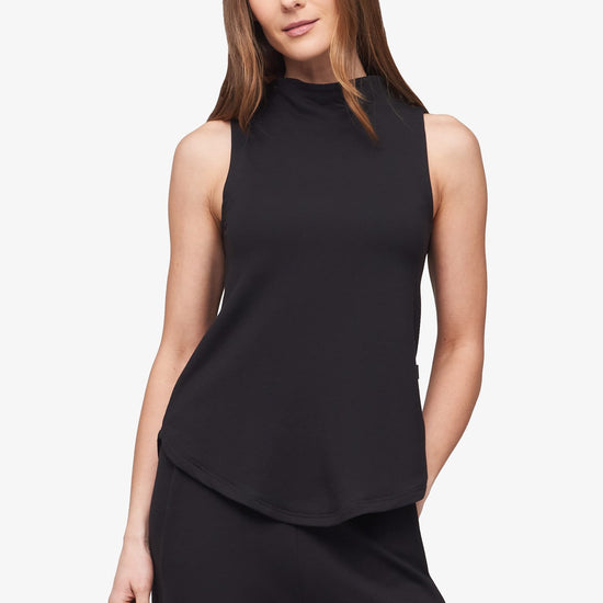 Briar Sleeveless Top  - Women's Basic tank top with mock neck in black - front 
| Daub + Design